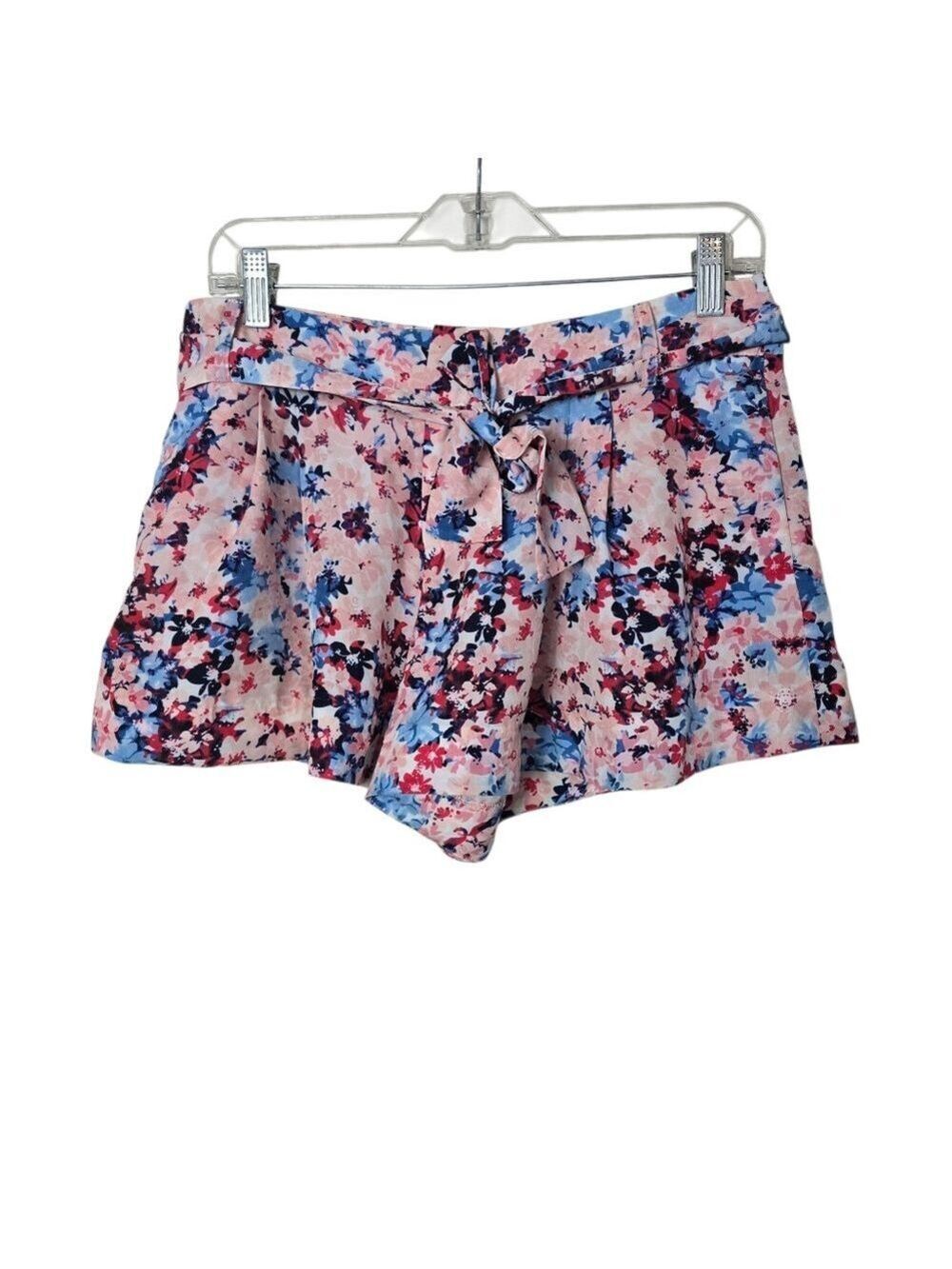 Parker Floral Pink Blue Red Belted Shorts S